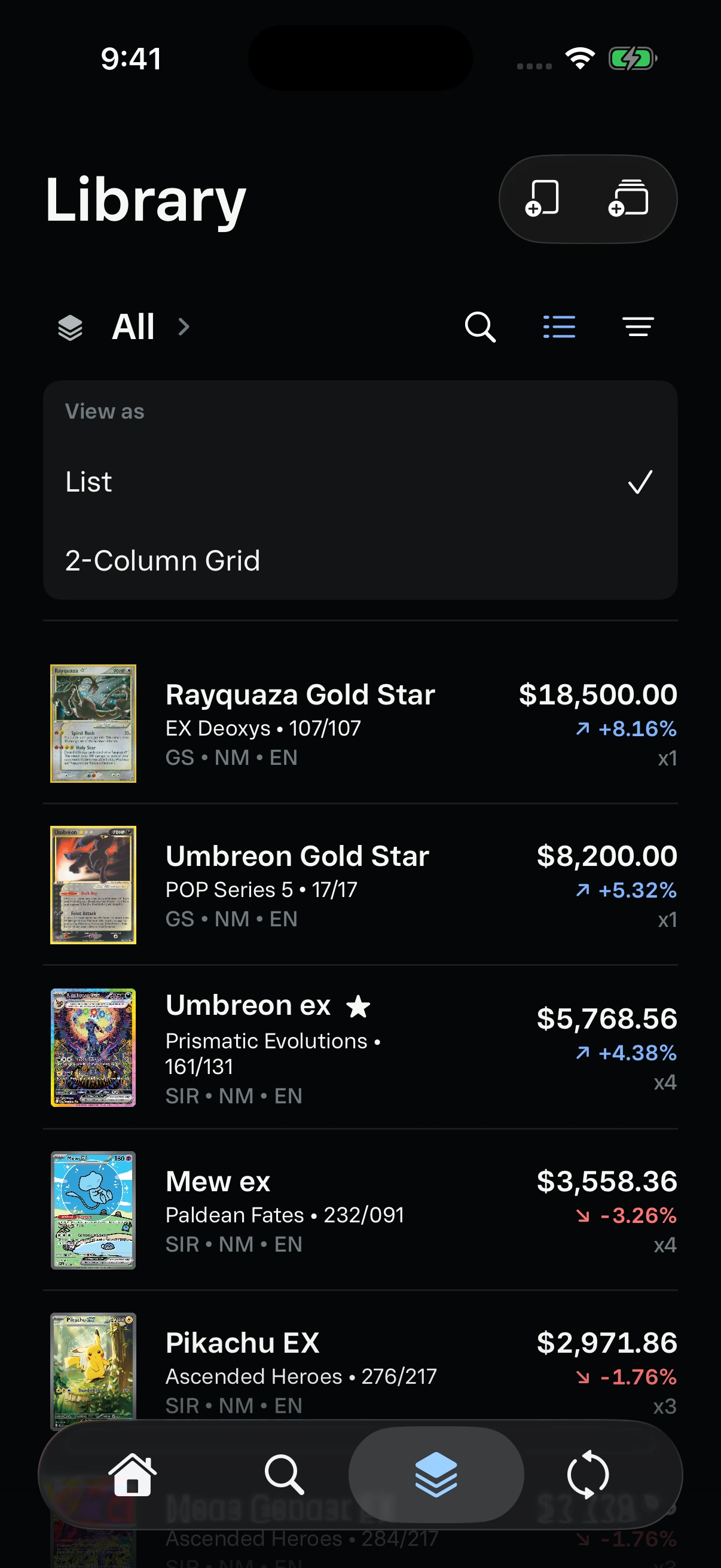 Library view dropdown