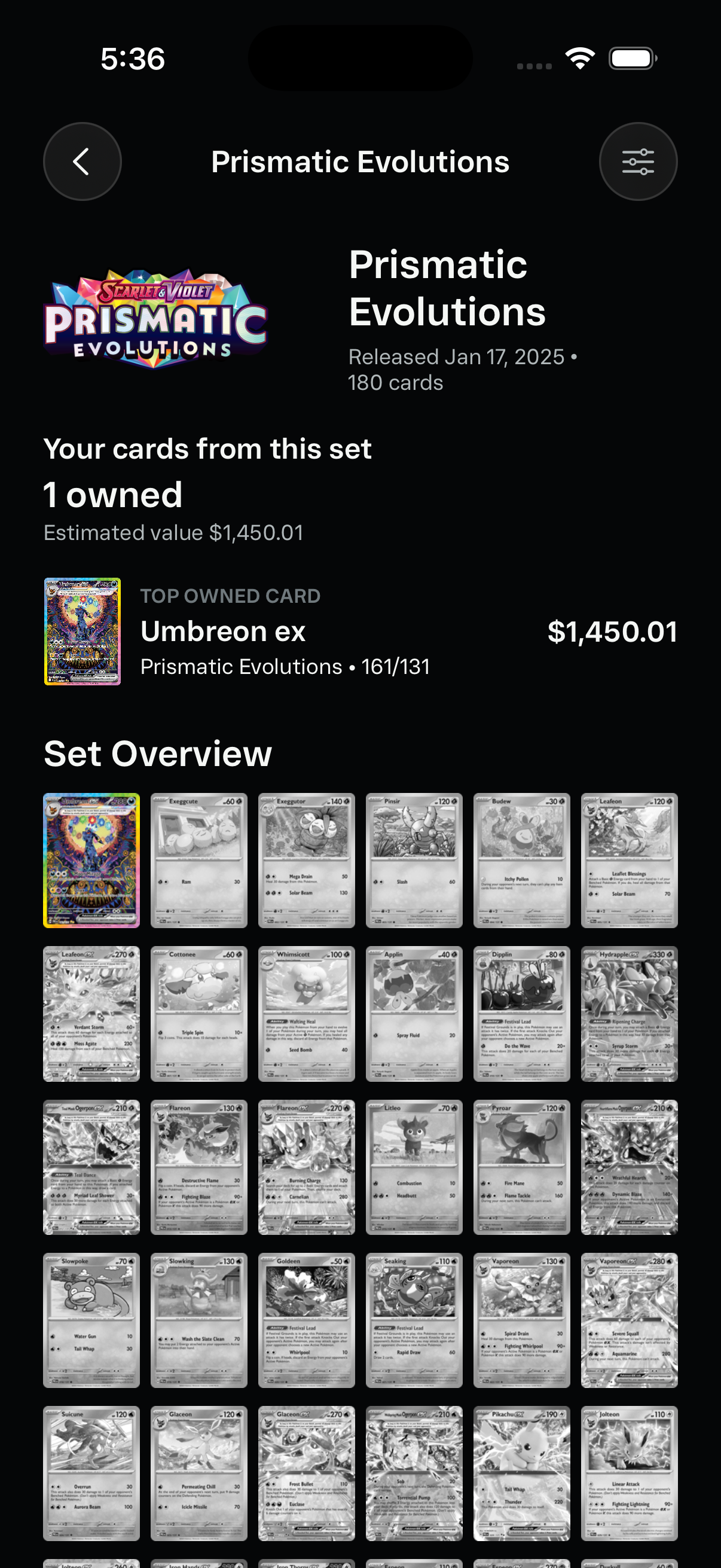 Kinra Prismatic Evolutions set overview