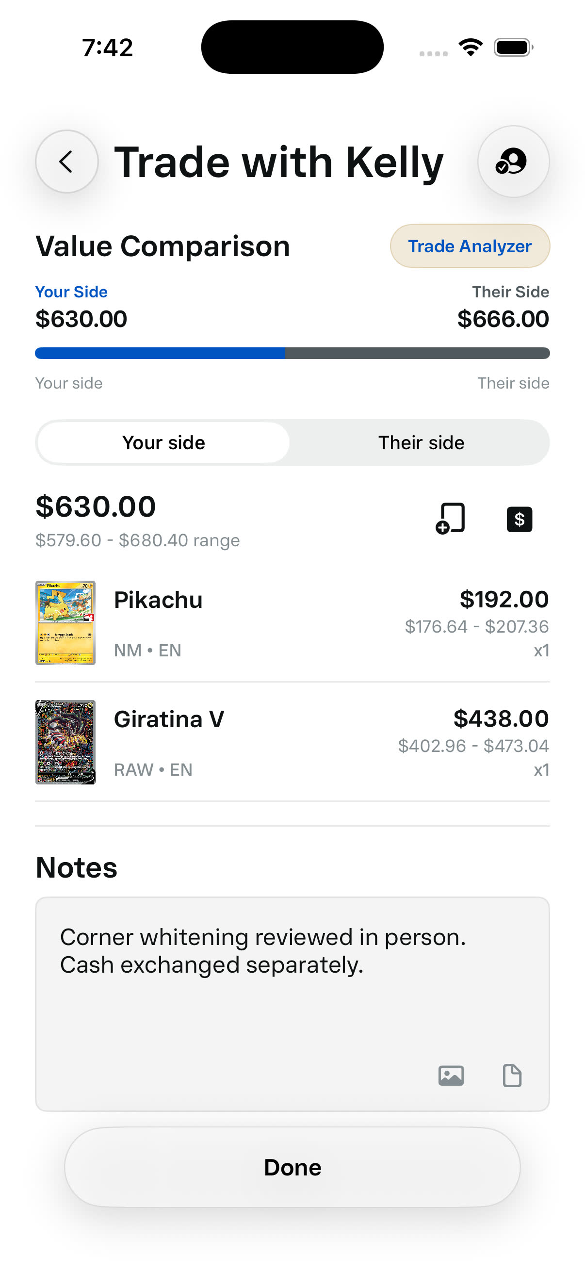Kinra trade flow comparing both sides